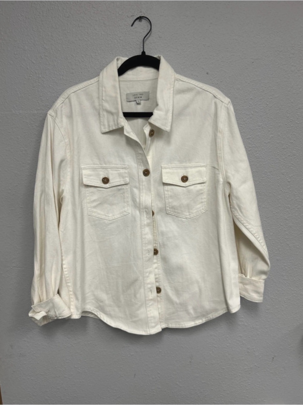 Love Tree Cream Button-Front Jean Jacket